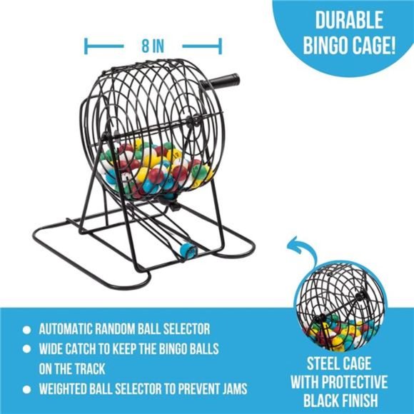 Deluxe Bingo Set - Includes 6 Inch Bingo Cage, Master Board, 18 Mixed Cards - Picture 4 of 5